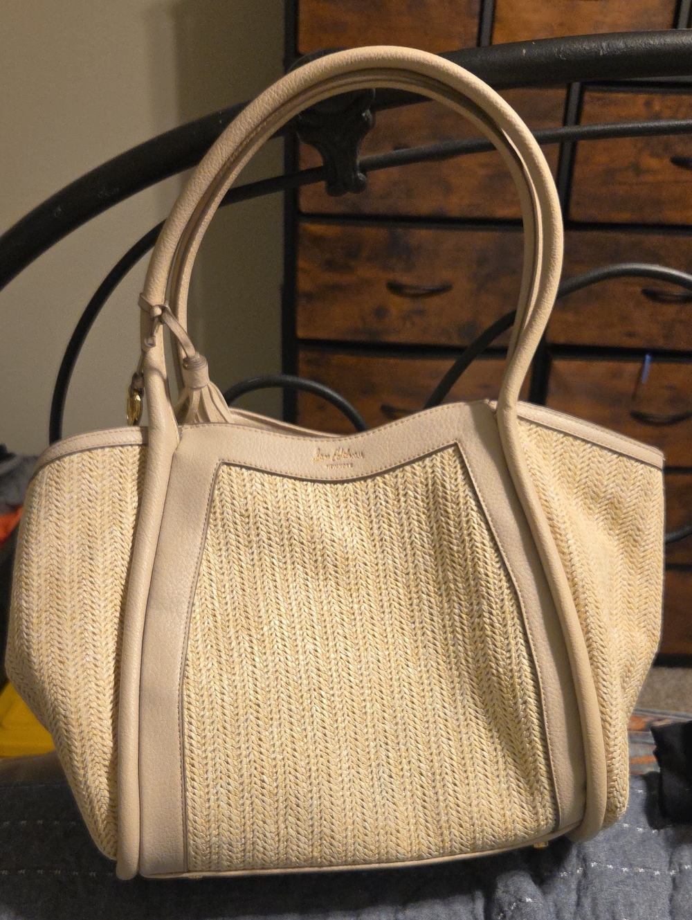 Sam Edelman Straw Tote Handbag in Beige -